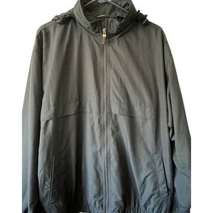Greg Norman Men's Windbreaker Hood Jacket Black/Dark Navy Sz L Golf Lightweight